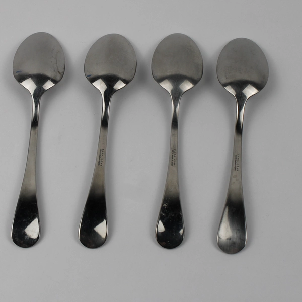 Lot of 4 Zara Home Unknown Pattern 18/10 Stainless Oval-Shaped Soup Spoons 8" 
