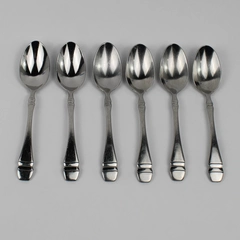 Lot of 6 Oneida Silver Roosevelt Pattern 18/10 SS Oval Shaped Soup Spoons 7" 