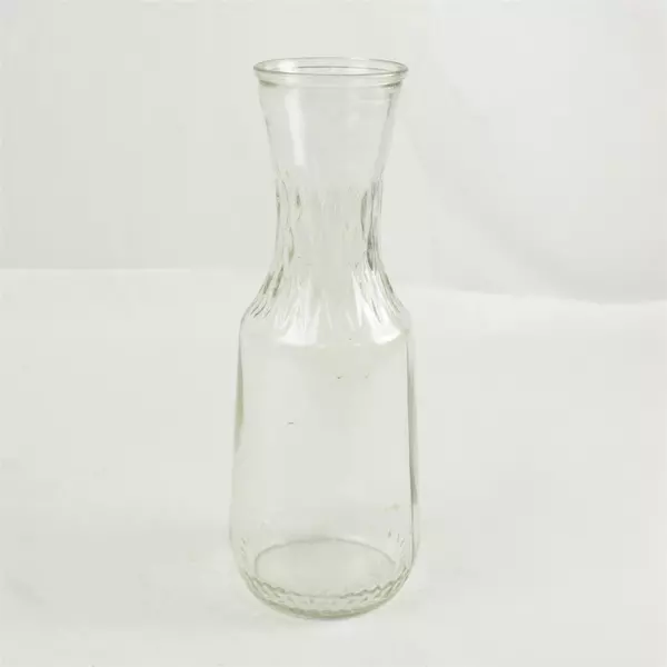 1L Clear Glass Diamond Pattern Carafe Vase By Neck
