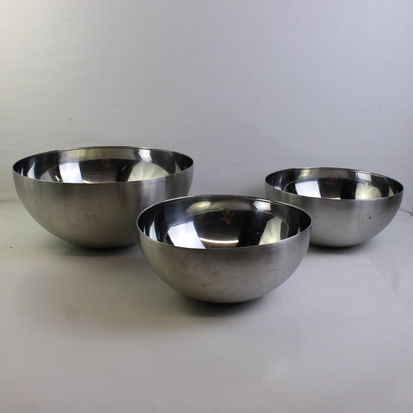 Lot Of 3 Ikea Stainless Steel Round Mixing Bowls (2 11.25" Diam, 1 14.5" Diam)