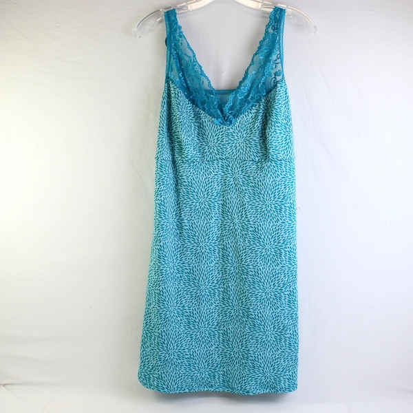 Delta Burke Lace Trim Teal Blue Slip Dress Nightgown Women's Size 2X