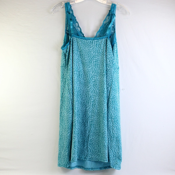 Delta Burke Lace Trim Teal Blue Slip Dress Nightgown Women's Size 2X
