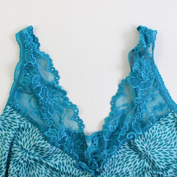 Delta Burke Lace Trim Teal Blue Slip Dress Nightgown Women's Size 2X