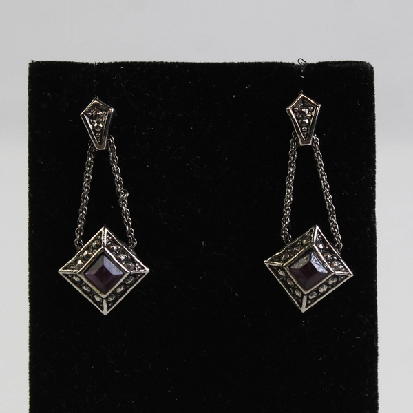 Vintage Avon Faux Amethyst Dangle Earrings