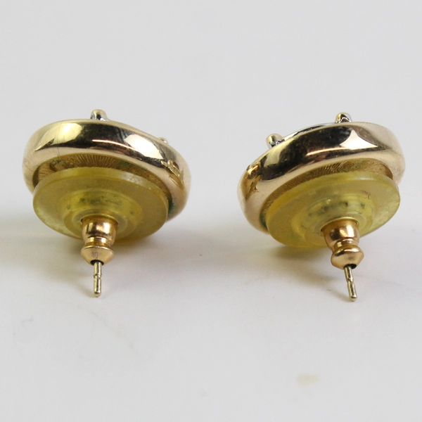 Swarovski Red and Colorless Stones Gold-Tone Halo Stud Earrings