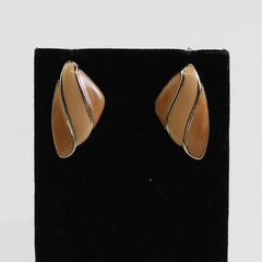 Vintage Sparkly Peach Enamel Gold-Tone Stud Earrings