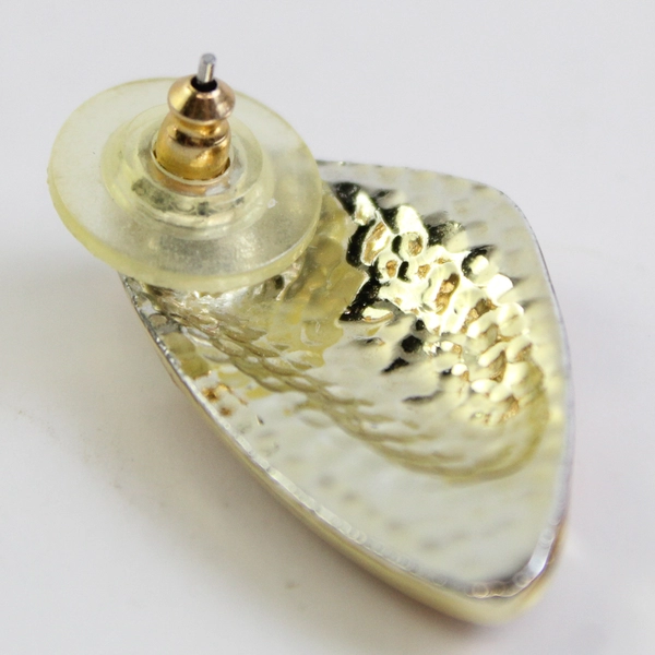 Vintage Sparkly Peach Enamel Gold-Tone Stud Earrings