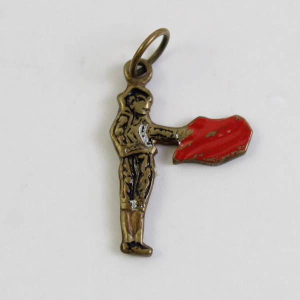 Lot of 2 Vintage Metal Enamel Charms Matador Bullfighter and Guitar 3/4" & 5/8"