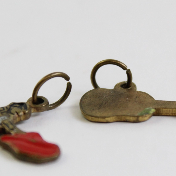 Lot of 2 Vintage Metal Enamel Charms Matador Bullfighter and Guitar 3/4" & 5/8"