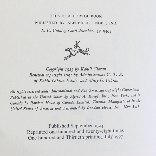 The Prophet by Kahlil Gibran Hardcover 1997 Printing