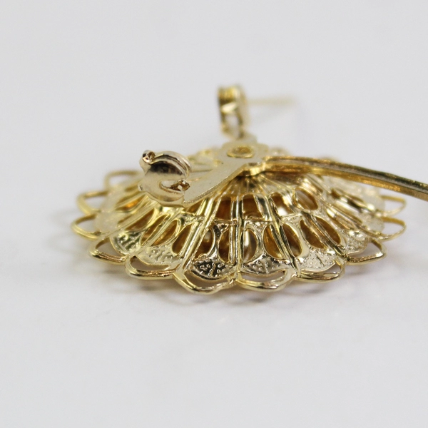 Vintage Gold-Tone Filigree Flower Aurora Borealis Rhinestone Brooch