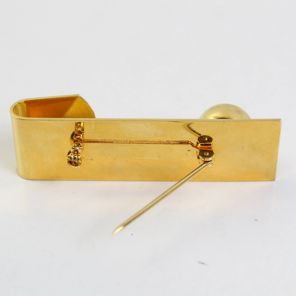 Vintage Gold-Tone Bar Hook Brooch Office Jewelry 2-3/4"