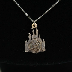 Disney Dumbo Cinderella's Castle Pendant Necklace Sterling 925 Silver Chain 20"