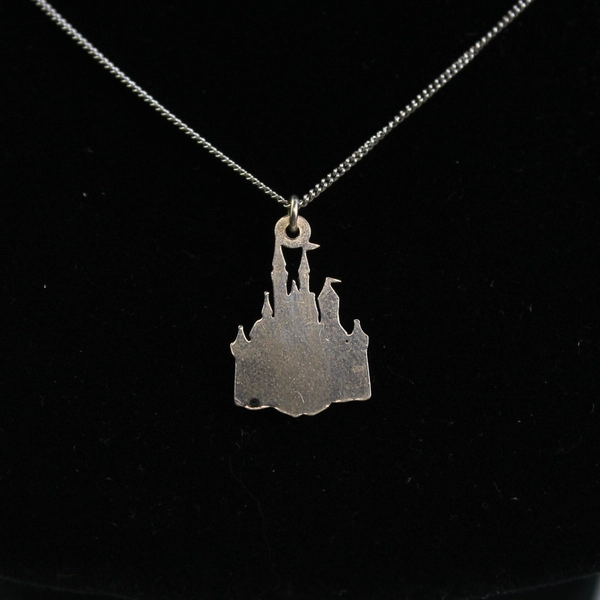 Disney Dumbo Cinderella's Castle Pendant Necklace Sterling 925 Silver Chain 20"