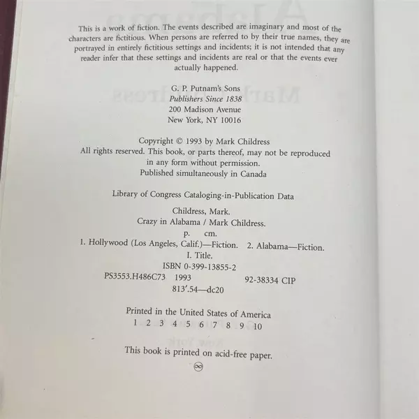 Crazy in Alabama by Mark Childress Hardcover Book