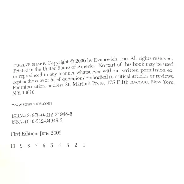 Twelve Sharp Janet Evanovich 1st Ed Hardcover No Dust Jacket