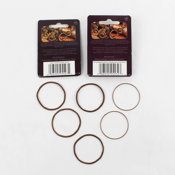 Lot of 11 Metal Beads Pendants & Hoops Plaid Forged