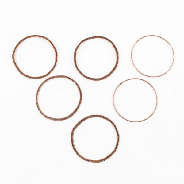 Lot of 11 Metal Beads Pendants & Hoops Plaid Forged