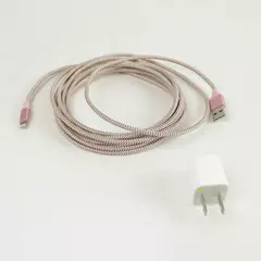 Pink Braided 10ft Lightning to USB Charging Cable w/ Apple Charger