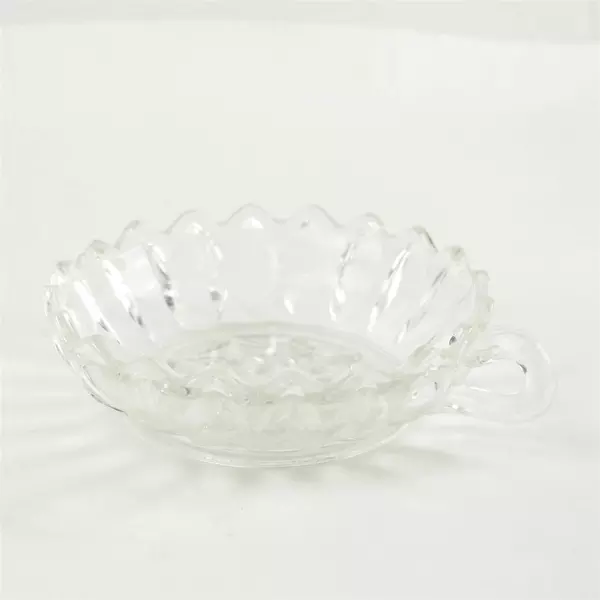 Vintage Round Pressed Glass Taper Candle Holders w/ Loop