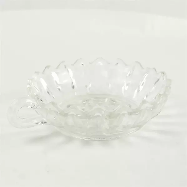 Vintage Round Pressed Glass Taper Candle Holders w/ Loop
