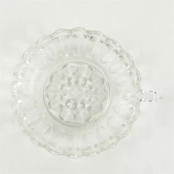 Vintage Round Pressed Glass Taper Candle Holders w/ Loop
