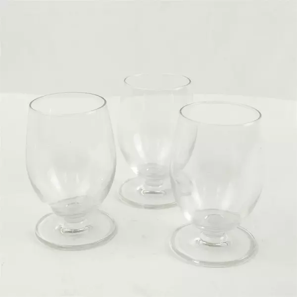 Set of 3 Clear Glass Wine Glasses