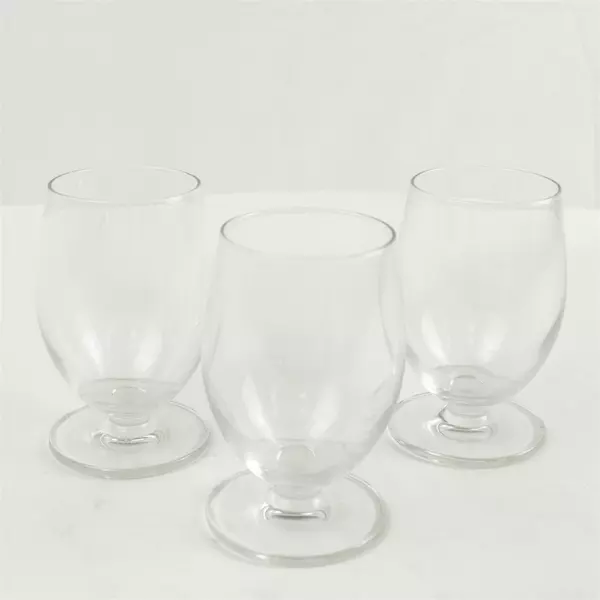 Set of 3 Clear Glass Wine Glasses