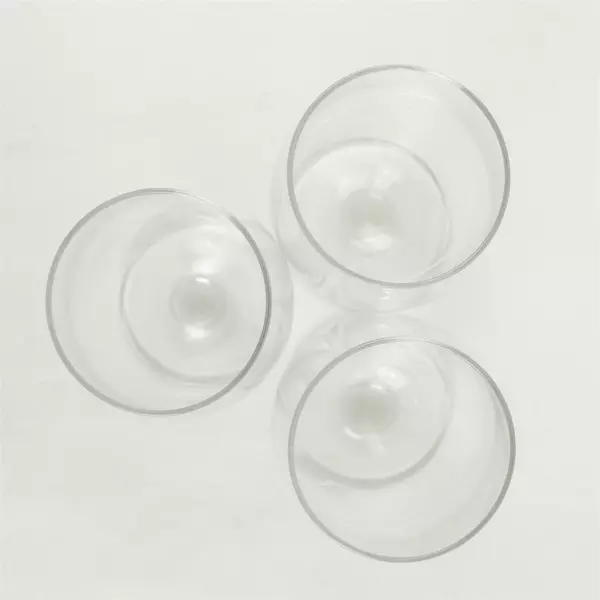 Set of 3 Clear Glass Wine Glasses