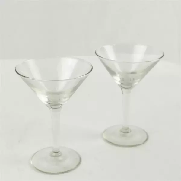 Set of 2 Clear Martini Glasses Twisted Stems 7.5"