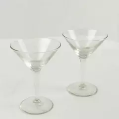 Set of 2 Clear Martini Glasses Twisted Stems 7.5"