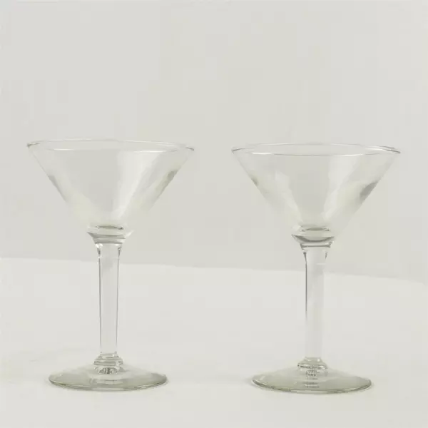 Set of 2 Clear Martini Glasses Twisted Stems 7.5"