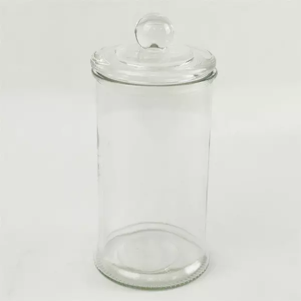 Clear Glass Round Apothecary Jar 9in Tall Candy Cotton Storage