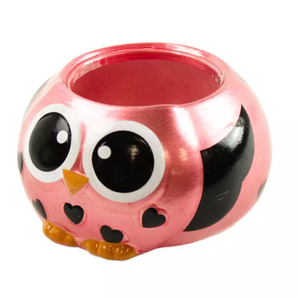 Vintage Rocket Farms Pink Owl Tealight Holder Succulent Planter 3.75"