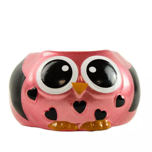 Vintage Rocket Farms Pink Owl Tealight Holder Succulent Planter 3.75"