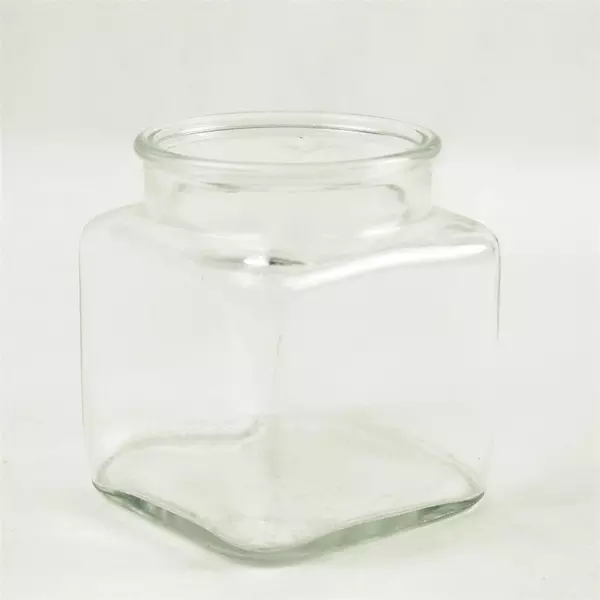 Vintage Anchor Hocking Clear Glass Square Apothecary Jar No Lid 4.25in