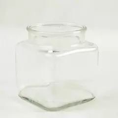 Vintage Anchor Hocking Clear Glass Square Apothecary Jar No Lid 4.25in