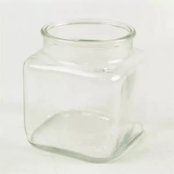 Vintage Anchor Hocking Clear Glass Square Apothecary Jar No Lid 4.25in