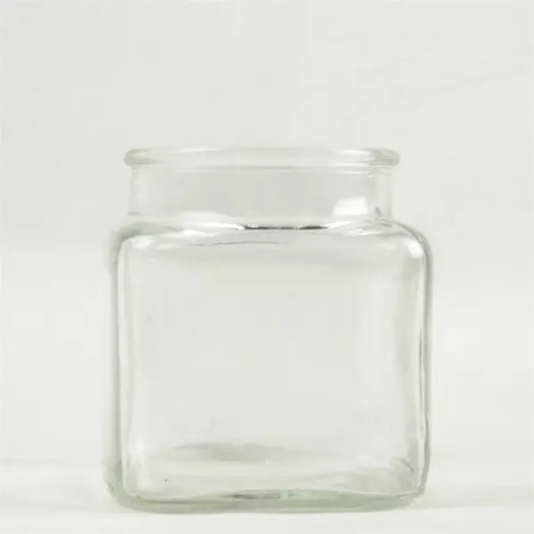 Vintage Anchor Hocking Clear Glass Square Apothecary Jar No Lid 4.25in