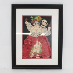 Framed Folk Art Print Latin American Dancers With Maracas Signed Quirino 2000