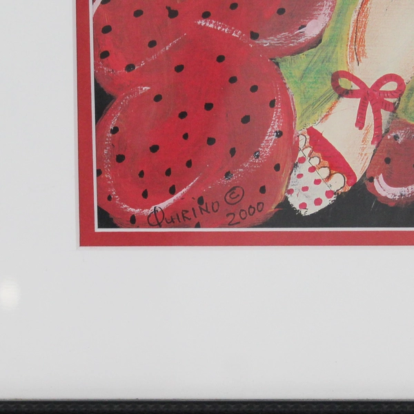 Framed Folk Art Print Latin American Dancers With Maracas Signed Quirino 2000