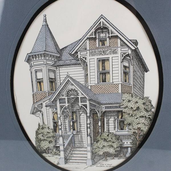 Debbie Patrick 2330 "H" Street Victorian House Sacramento CA Framed