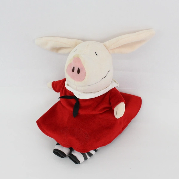 2008 Merrymakers Olivia Pig W/ Red Dress Black & White Tights 8.5” Plush Toy