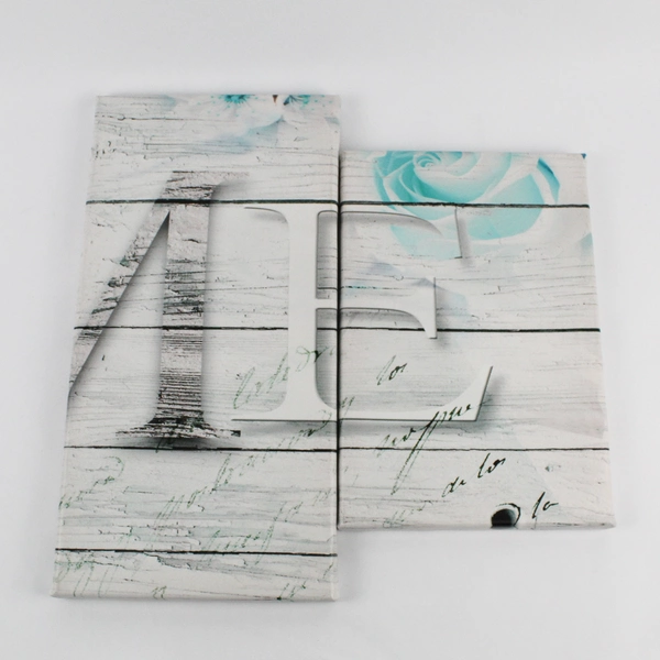 Five Piece "Home" Canvas Wall Art Rustic White Turquoise