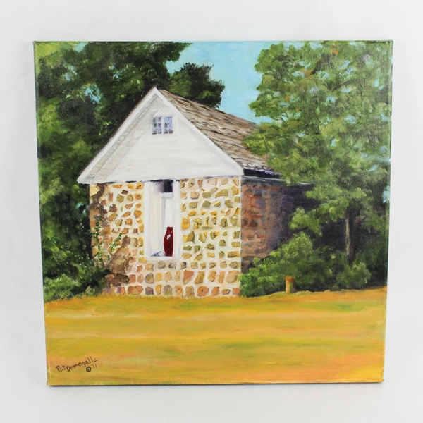 Oil Painting Stone Building Canvas 2011 Pat Domagalla Signed