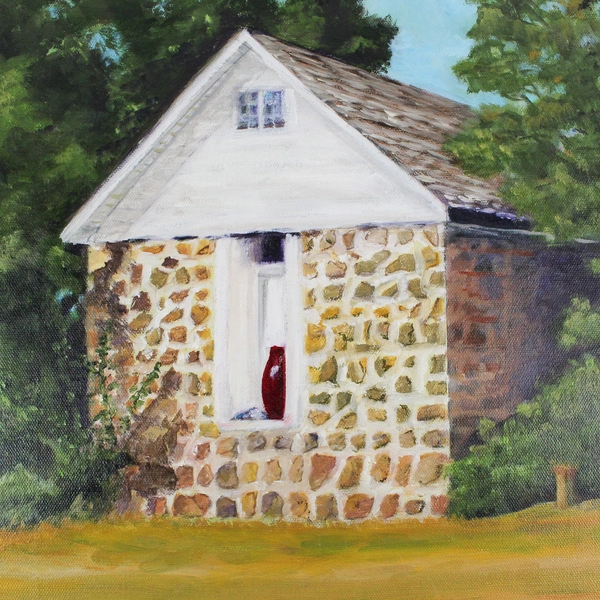 Oil Painting Stone Building Canvas 2011 Pat Domagalla Signed