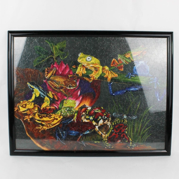 Framed Jigsaw Puzzle Vibrant Colors Frogs