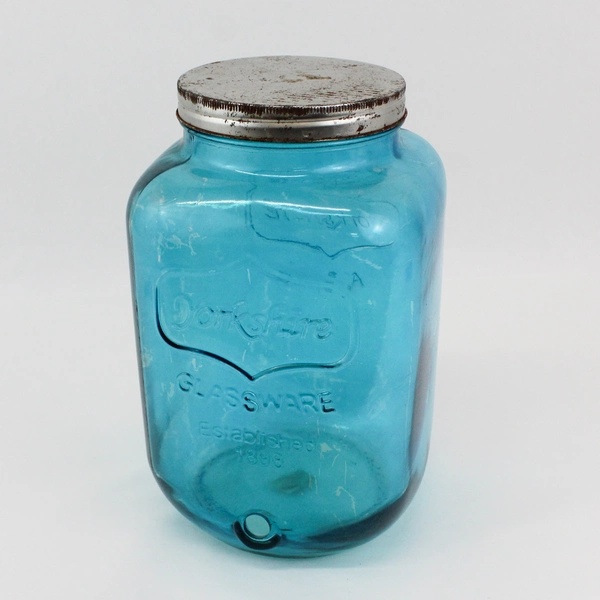 VTG Aqua Blue Yorkshire Glassware 2 Gallon Drink Dispenser With Lid & Spout