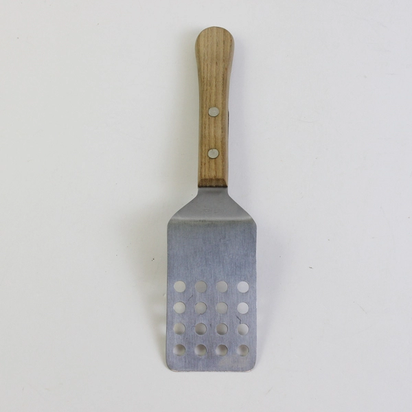 Vintage Vernon Stainless Steel Spatula Wooden Handle Drainage Holes