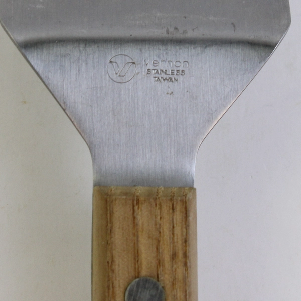 Vintage Vernon Stainless Steel Spatula Wooden Handle Drainage Holes
